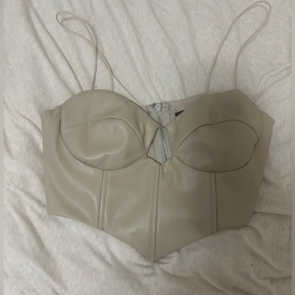 Cream White Fox Crop Top